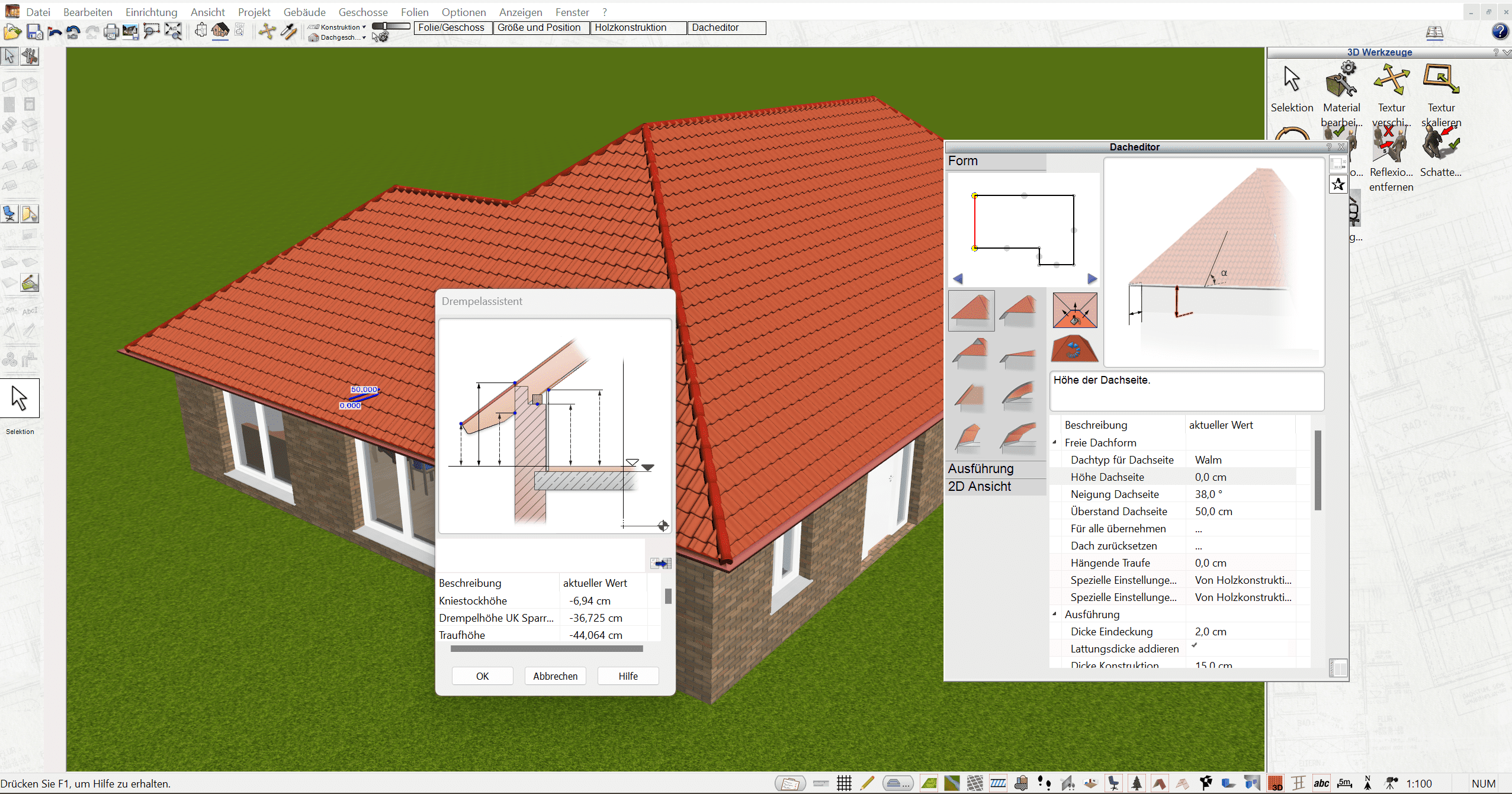 Automatische Dacherstellung im Plan7Architekt